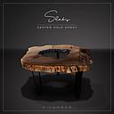 COFFEE TABLE -  KIRA - CENTER HOLE - EPOXY - BLACK METAL LEGS